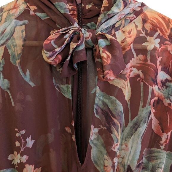 Keepsake The Label Unravel Midi Dress in Chocolate Lily Floral, Size 8 - Picture 6 of 13